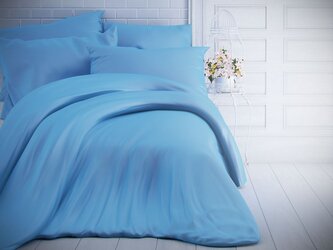 Francouzské jednobarevné bavlněné povlečení 240x200, 70x90cm modré