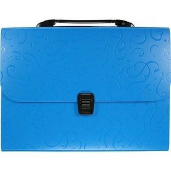 Teczka A4 z rączką 12 przegródek wzory niebieska Teczka A4 z rączką 12 przegródek wzory niebieska