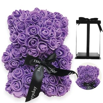 Medvídek z růží 25 cm, fialový Medvídek z růží 25 cm, fialový