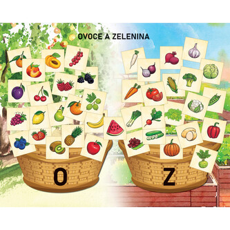 Ovoce a zelenina, závěsný naučný magnetický obraz a 40 karet