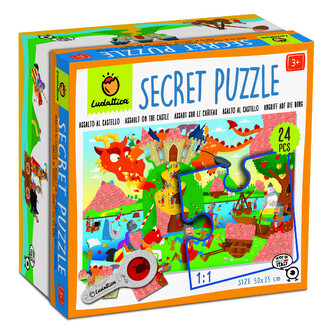 LUDATTICA Útok na hrad - tajemné puzzle s lupou 24 dílků