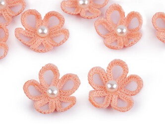 Monofilový květ s perlou Ø2,5 cm - 10 ks - 8 lososová