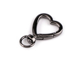 Kovová karabina s obrtlíkem srdce průvlek 10 mm - 10 ks - 4 nikl černý