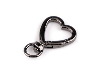 Kovová karabina s obrtlíkem srdce průvlek 10 mm - 10 ks - 4 nikl černý