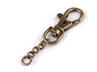 Kovová karabina s obrtlíkem průvlek 8 mm s řetízkem - 10 ks - 3 staromosaz