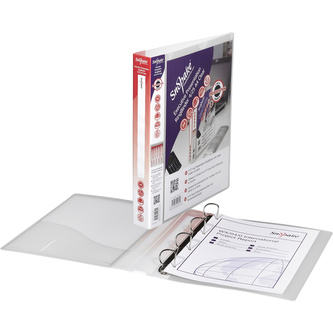 Snopake, Prezentační pořadač, 4 kroužkový, PP, A4, 2.5 cm, "D" kroužky, transparentní bílý