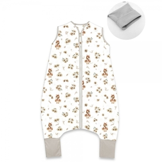 Letní spací vak se zahrnovacími nohavičkami, bavlna, Kačenky - bílá, béžová, M