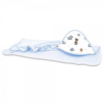 Dětská osuška 100x100cm, froté bavlna, Méďa pilot - bílá, modrá