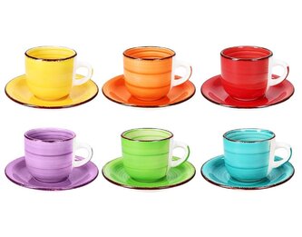 HIT Hrnky na cappuccino s podšálky sada 12 ks 350 ml COLOURS HT-24326775