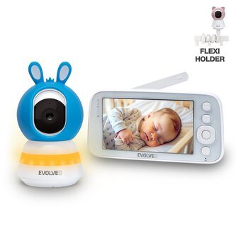 EVOLVEO Baby Monitor N5 - Set videochůvičky s 360° dohledem, obousměrnou komunikací a ukolébavkami,  modrá