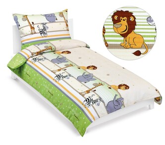 Povlečení krepové - Zelená,Béžová,Bílá - 140x200, 70x90 cm