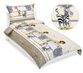 Povlečení krepové - Hnědá,Béžová,Bílá - 140x200, 70x90 cm