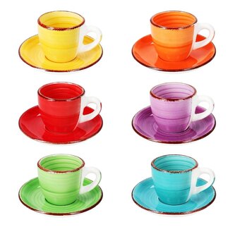 HIT Hrnky na espresso s podšálky sada 12 ks 90 ml COLOURS HT-24326774