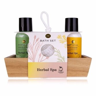 SET koupelový HERBAL SPA v dřevěné krabičce s mycí houbou ACCENTRA