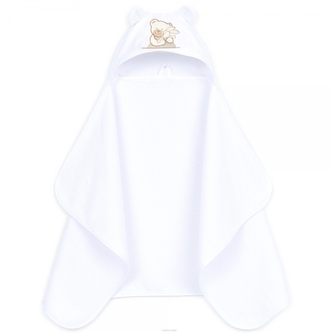 Maxi osuška, pončo s kapucí Medvídek se zajíčkem, 70x120cm - bílá