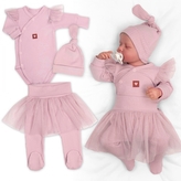 Žebrovaná rostoucí souprava 3D Lux, Sweet Angel - pudrově růžová, 62/68; 62/68 (3-6m)