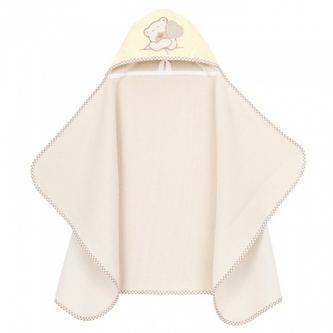 Maxi osuška, pončo s kapucí Medvídek, 70x120cm - béžová