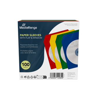MEDIARANGE obálka papír s klopou a okénkem (25x4 barvy) - 100ks/bal