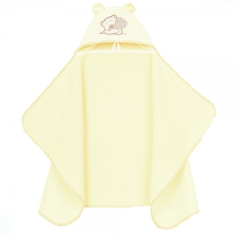Maxi osuška, pončo s kapucí Medvídek, 70x120cm - smetanová