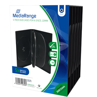 MEDIARANGE 6 DVD 22mm černý - 5ks/bal