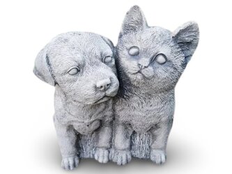 Zahradní betonová dekorace - Pejsek a kočička