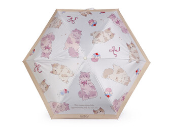 Dětský skládací mini deštník kočka s rukojetí tlapka - 1 ks - 1 béžová světlá