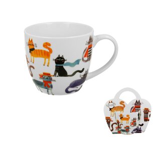 Kubek 460 ml w "koszyczku" Koci Świat STYLOWE KOTY