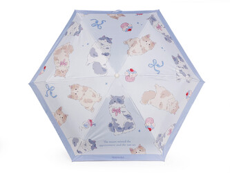 Dětský skládací mini deštník kočka s rukojetí tlapka - 1 ks - 3 modrá světlá