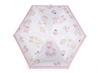 Dětský skládací mini deštník kočka s rukojetí tlapka - 1 ks - 2 pudrová