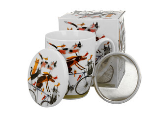 Kubek z zaparzaczem Psi Świat PIES NA ROWERZE