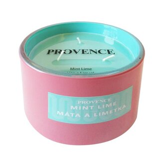 SVÍČKA VE SKLE RŮŽOVÁ/TYRKYS 10,9X8CM 292G