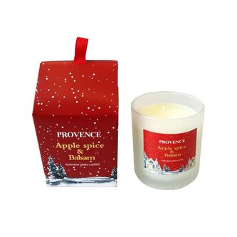 SVÍČKA VE SKLE VÁNOČNÍ MATNÁ BÍLÁ 7X8CM 135G ČERVE