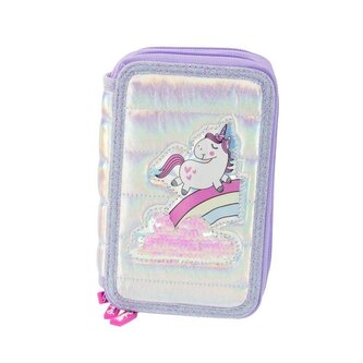 Piórnik puffy z wyposażeniem fiolet