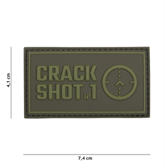 Gumová nášivka 101 Inc nápis Crack Shot - olivová