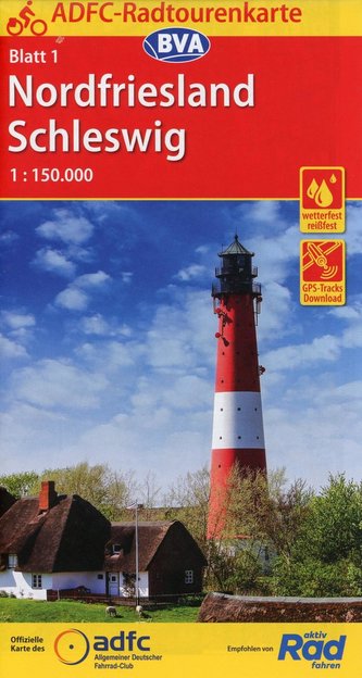 ADFC-Radtourenkarte 1 Nordfriesland /Schleswig 1:150.000, reiß- und wetterfest, GPS-Tracks Download