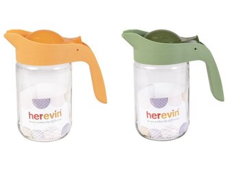 džbán 1,5l,  meruňková, zelená,s víčkem, sklo/plast