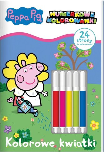 Kolorowe kwiatki. Świnka Peppa. Numerkowe kolorowanki