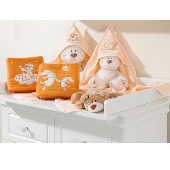 Polárová dečka s vyšívkou 80 x 95 cm, Zajíčci - oranžová