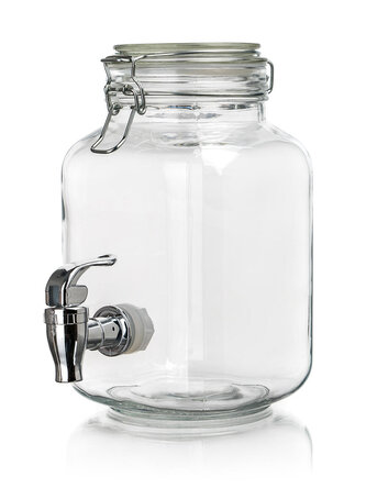 láhev 2200ml skleněná s kohoutkem, kov.víčko
