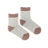 Dětské vlněné ponožky Vlnáč Mřížka hnědá Hnědé 29-30