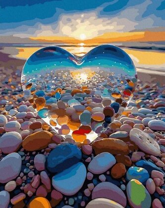 Malowanie po numerach - Serce plaża 40x50cm