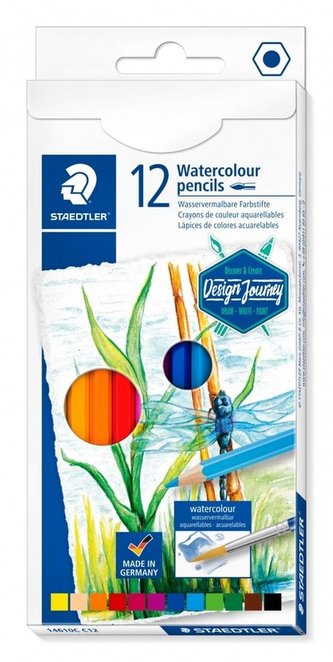 Akvarelové pastelky "Design Journey", 12 různých barev, sada, šestihranné, STAEDTLER
