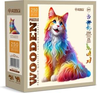 WOODEN CITY Dřevěné puzzle Barevná kočka 250 dílků