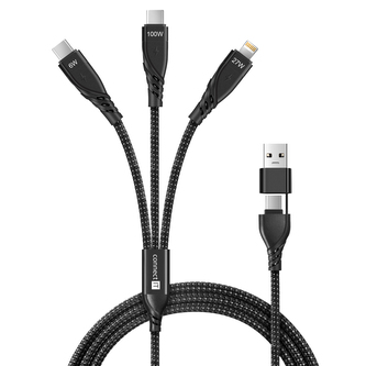 CONNECT IT Wirez 6in1 2x USB-C, 1x Lightning, 1,25 m, ČERNÝ