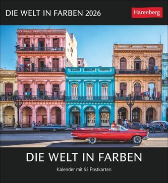 Die Welt in Farben Postkartenkalender 2026 - Kalender mit 53 Postkarten