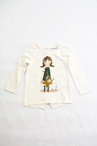 Tričko dívčí s dlouhým rukávem, Minoti, PRETTY 1, krémová - 80/86