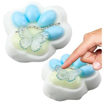 Gniotek Kocia łapka antystres Squishy biało-nieb