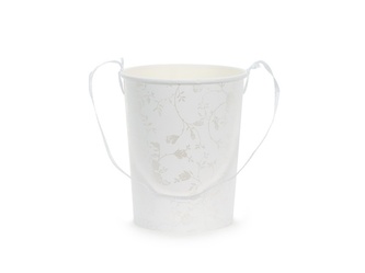 Bílý kbelík na květinové lístky s perleťovým potiskem