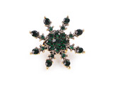 Brož s broušenými kamínky vločka - 1 ks - zelená tmavá