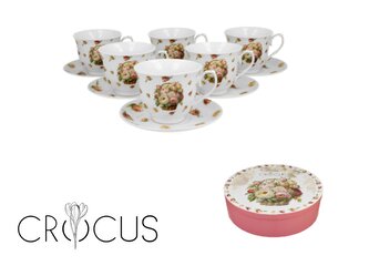 6 filiżanek ze spodkami Kosze Kwiatów PIWONIE